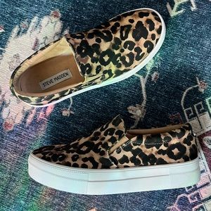 Steve Madden GILLS-A Slip On Platform Sneakers Leopard US 7.5